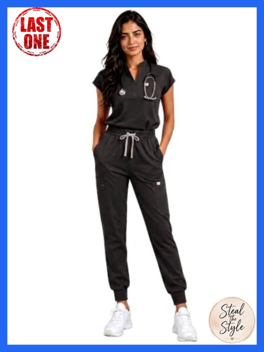Sleeveless Scrub Set 11 Pockets Stand Collar Joggers Medical Workwear